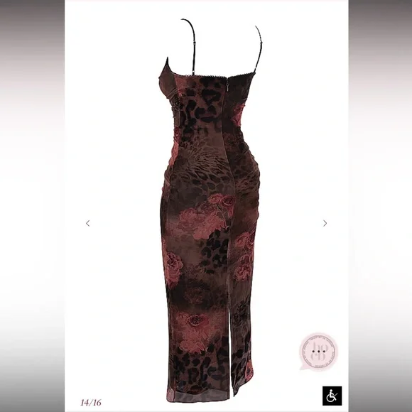 House of CB Red and Brown Floral Maxi Dress